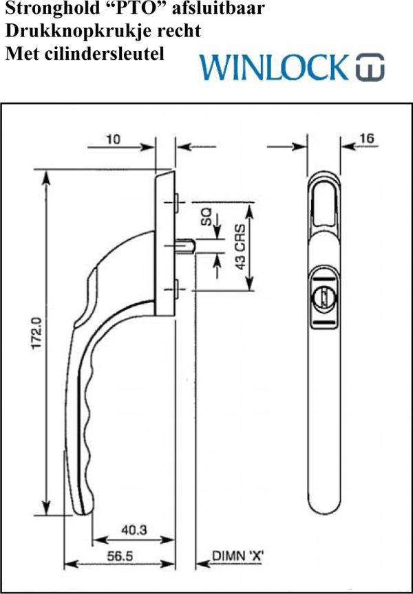 Winlock 0140-00-2 raamkruk recht afsluitbaar, afwijkende stift lengte 7x30 mm-687