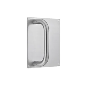 JNF 16.220 schuifdeurgreep op plaat 180x180mm greep 19mm, RVS-geborsteld
