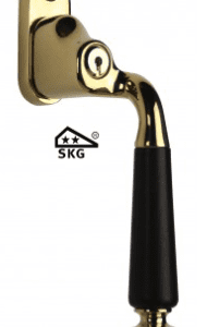 Bonomi XSJ421E/00D, raamkruk serie Noveau afsluitbaar verkropt rechts SKG 2 ster. Messing-ongelakt/ebben