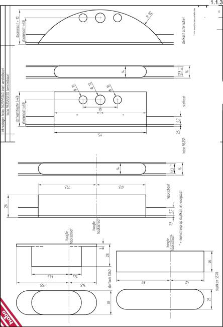 Habo 962SP inbouw raam espagnolet SKG** krukgat hoogte 500 mm, doormaat 33 mm lengte voorplaat 1200 mm, SKG**, inkortbaar tot 1000 mm, met 2 haakschoten-5782