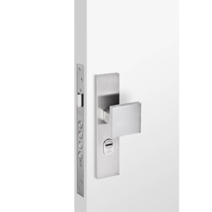 JNF IN.03.065.A.92 voordeur veiligheidsschild breed met vaste knop en deurkruk, met kerntrek, SKG***, massief RVS-satin, pc 92-0