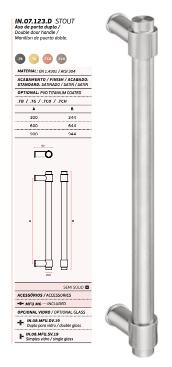 JNF IN.07.123 deurgeep serie stout 600 mm, beide zijde montage-7724