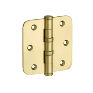 Mi Satori Kogellagerscharnier 89x89mm platte knop, ronde hoeken, Messing-ongelakt