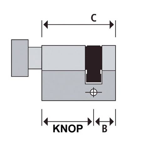Mauer HKC1 halve knopcilinder A=31/B=9 =40 mm, nr 4 en 10 op tekening