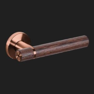 JNF Serie 418 Wenge deurkruk L model op rozet, Titanium Copper