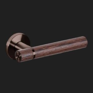 JNF Serie 418 Wenge deurkruk L model op rozet, Titanium Chocolat