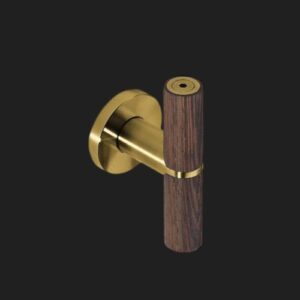 JNF Serie 419 Wenge deurkruk T model op rozet, Titanium-Gold