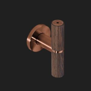 JNF Serie 419 Wenge deurkruk T model op rozet, Titanium-Copper