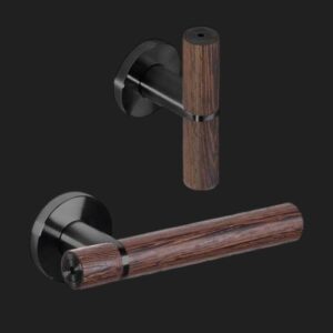 JNF Serie Wenge deurkruk L en T model op rozet, Titanium-Black