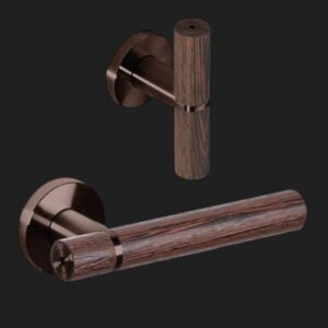 JNF Serie Wenge deurkruk L en T model op rozet, Titanium-Chocolat