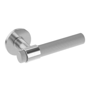 JNF Natur Linea serie deurkruk L model 20mm met rond rozet, RVS-geborsteld
