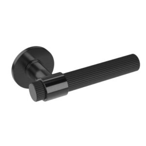 JNF Natur Linea serie deurkruk L model 20mm met rond rozet, Titanium-Black