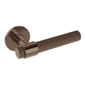 JNF Natur Linea serie deurkruk L model 20mm met rond rozet, Titanium-Chocolat