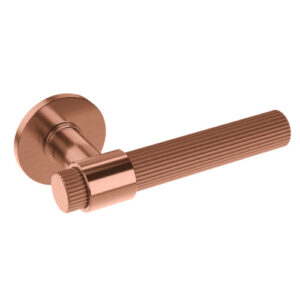 JNF Natur Linea serie deurkruk L model 20mm met rond rozet, Titanium-Copper