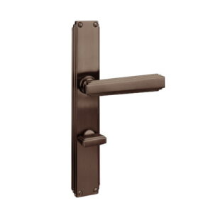 JNF collectie Art Deco deurkruk met rechthoekig langschild vrij en bezet 72 mm, Titanium-Chocolat
