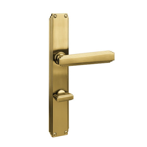 JNF collectie Art Deco deurkruk met rechthoekig langschild vrij en bezet 72 mm, Titanium-Gold