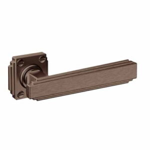 JNF collectie Art Deco deurkruk met vierkant rozet, Titanium-Chocolat