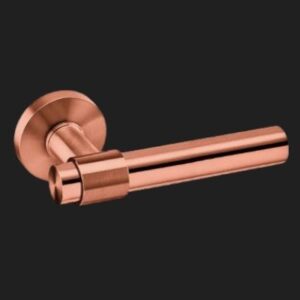 JNF serie Simple Stout deurkrukken op rozet, Titanium-Copper