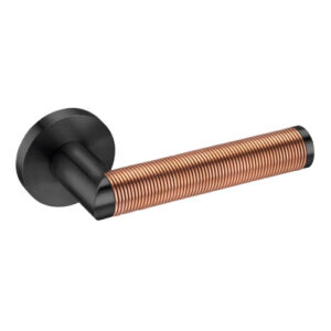 JNF Link Copper Wire serie 406 deurkruk, met ronde rozet, Titanium/Black-Copper Wire