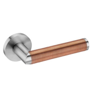 JNF Link Copper Wire serie 406 deurkruk, met ronde rozet, RVS-Copper Wire