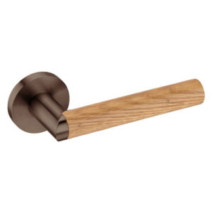 JNF Link Wood serie 411.C deurkruk, met ronde rozet, Titanium-Chocolat/Oak