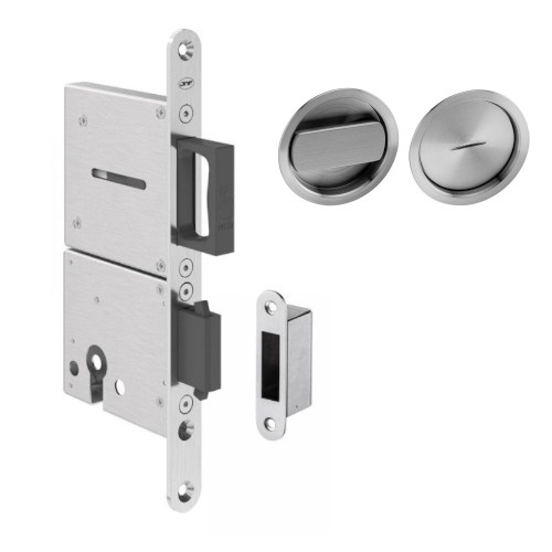 JNF 20.502 schuifdeur bad-wc harpoenslot met trekring, Voorplaat RVS-geborstld - Afbeelding 3
