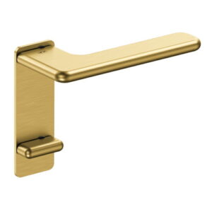 JNF Slim Rounded deurkruk 532.PR met kortschild rechthoekige V+B, Titanium-Gold