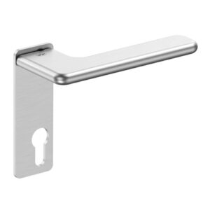 JNF Slim Rounded deurkruk 532.PR met kortschild rechthoekige PC 72, RVS