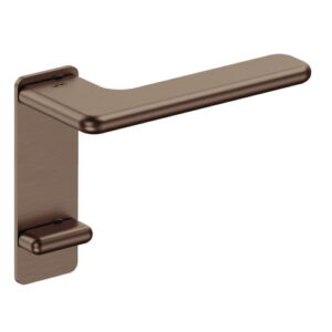 JNF Slim Rounded deurkruk 532.PR met kortschild rechthoekige V+B, Titanium-Chocolat