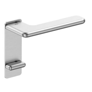 JNF Slim Rounded deurkruk 532.PR met kortschild rechthoekige V+B, RVS