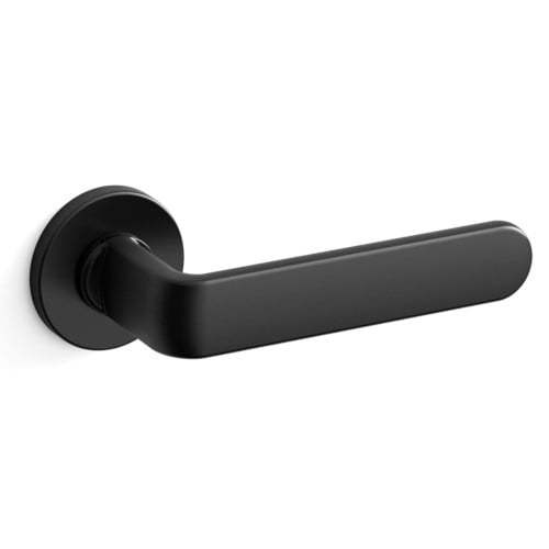 Mandelli 1801 PP33 serie deurkruk met rond rozet , Zwart-mat