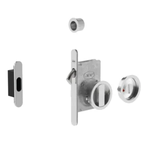 JNF 20.939 schuifdeur bad/toilet slot rond met indicatie, RVS-look