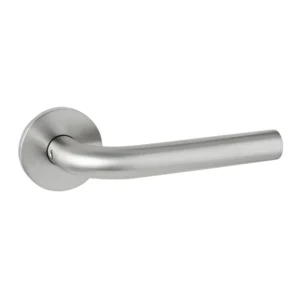 Artitec serie Lido deurkruk op rond rozet geveerd Slimface 5mm, RVS-geborsteld