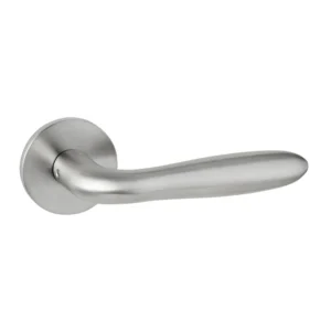 Artitec serie Cino deurkruk op rond rozet geveerd Slimface 5mm, RVS-geborsteld