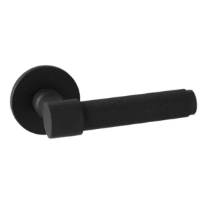 Artitec serie Raw deurkruk op rond rozet geveerd Slimface 5mm, Zwart