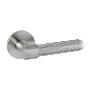Artitec serie Raw deurkruk op rond rozet geveerd Slimface 5mm, RVS-geborsteld