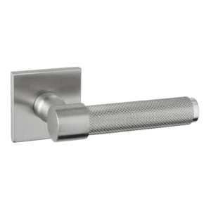 Artitec serie Raw deurkruk op vierkant rozet geveerd Slimface 5mm, RVS-geborsteld