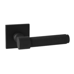 Artitec serie Raw deurkruk op vierkant rozet geveerd Slimface 5mm, Zwart