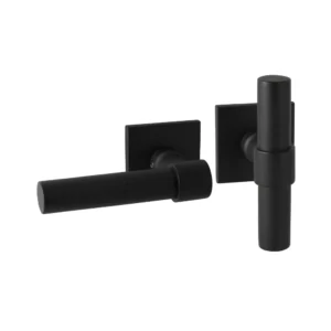 Artitec serie Bolt deurkruk T+L op vierkant rozet geveerd Slimface 5mm, Zwart