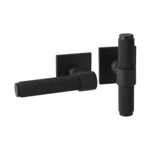 Artitec serie Raw deurkruk T+L op vierkant rozet geveerd Slimface 5mm, Zwart