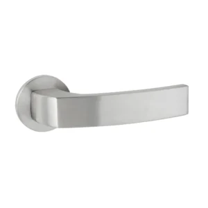 Artitec serie Rivamonte deurkruk op rond rozet geveerd Slimface 5mm, RVS-geborsteld