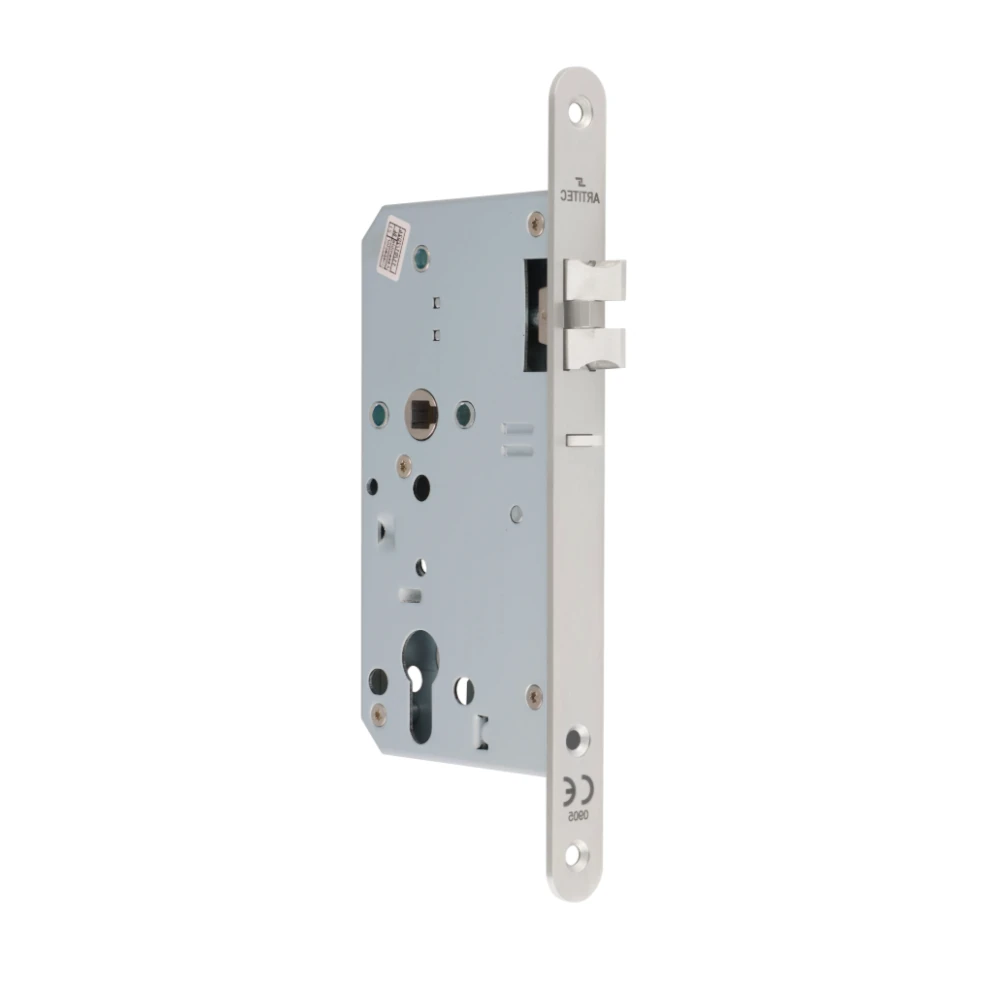 Artitec 9460 centraalslot 60/72mm din rechts, met ronde 24mm voorplaat, RVS-geborsteld