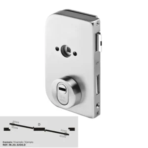 JNF serie 3200 Glasdeur d+n cilinder slot Din Rechts, met cilinderrozet, RVS-geborsteld