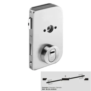 JNF serie 3200 Glasdeur d+n cilinder slot Din links,  met cilinder rozet, RVS-geborsteld