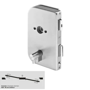 JNF serie 3200 Glasdeur bad/douche slot Din Rechts, met v+b cilinder, RVS-geborsteld