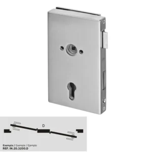 JNF serie 3300 Glasdeur d+n cilinder slot Din rechts, RVS-geborsteld