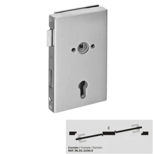 JNF serie 3300 Glasdeur d+n cilinder slot Din links, RVS-geborsteld