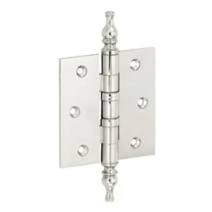 Mi Satori Kogellagerscharnier 89x89mm, Vaas knop, met rechte hoeken, Nikkel-glans