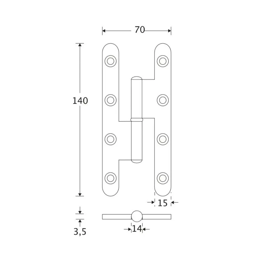 Mi Satori Franse paumelle din links 70x140mm, Gegavaniseerd - Afbeelding 2