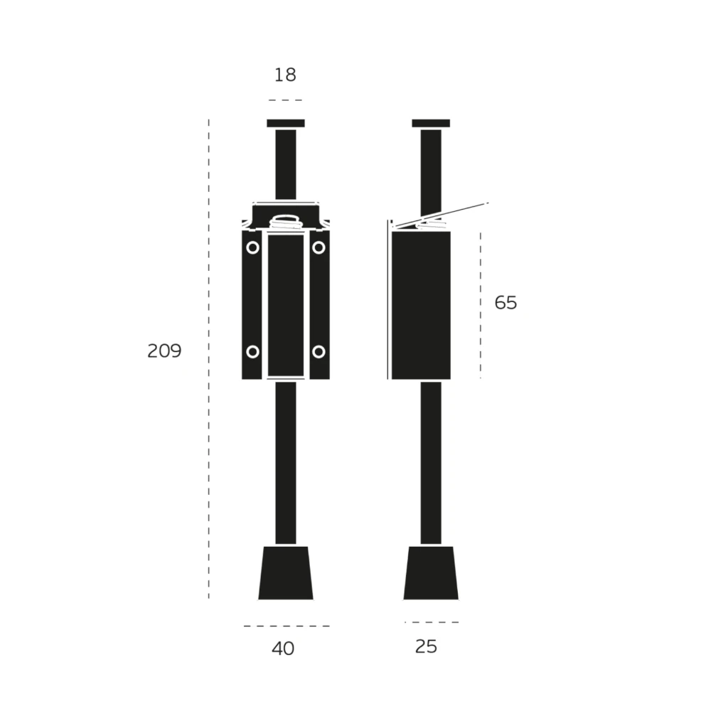 JNF 23.126 deurvastzetter, lengte vastzetter 209mm, slag 34 mm. RVS-geborsteld - Afbeelding 2